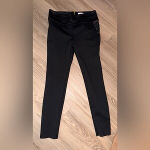 Bisou Bisou Black Satin Pants with Gold Zipper